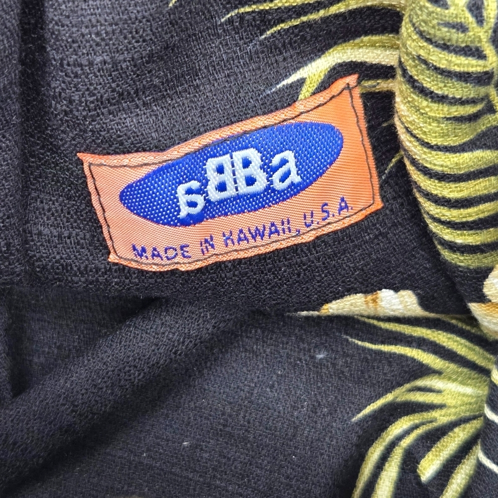 Vtg aBBa Black Golden Yellow Hibiscus Bag Kisslock Round Handle Hawaii '80s EUC - Picture 6 of 13